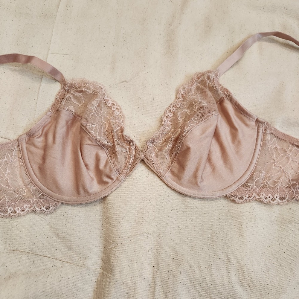 Wacoal Classic Floral Lace Underwire Bra 38C Dusty Rose Pink Style 851127 Beige